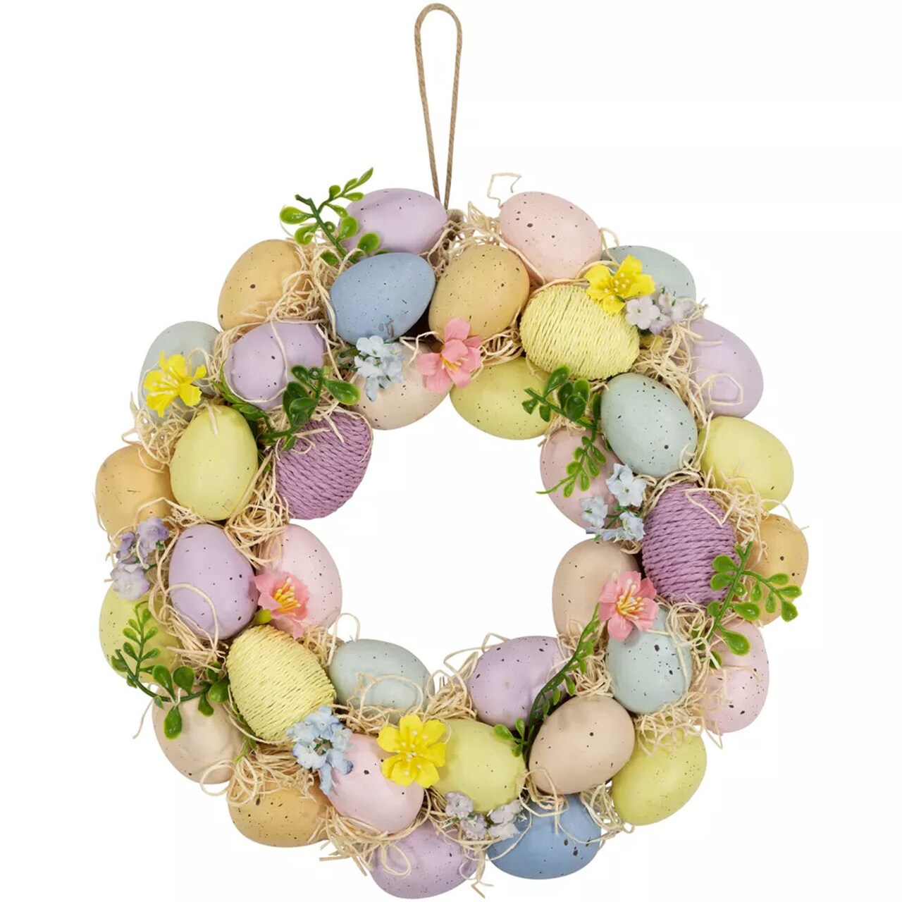 12.5" Multicolor Spring Wreath with Floral and Easter Egg Accents Seasonal Door Decor